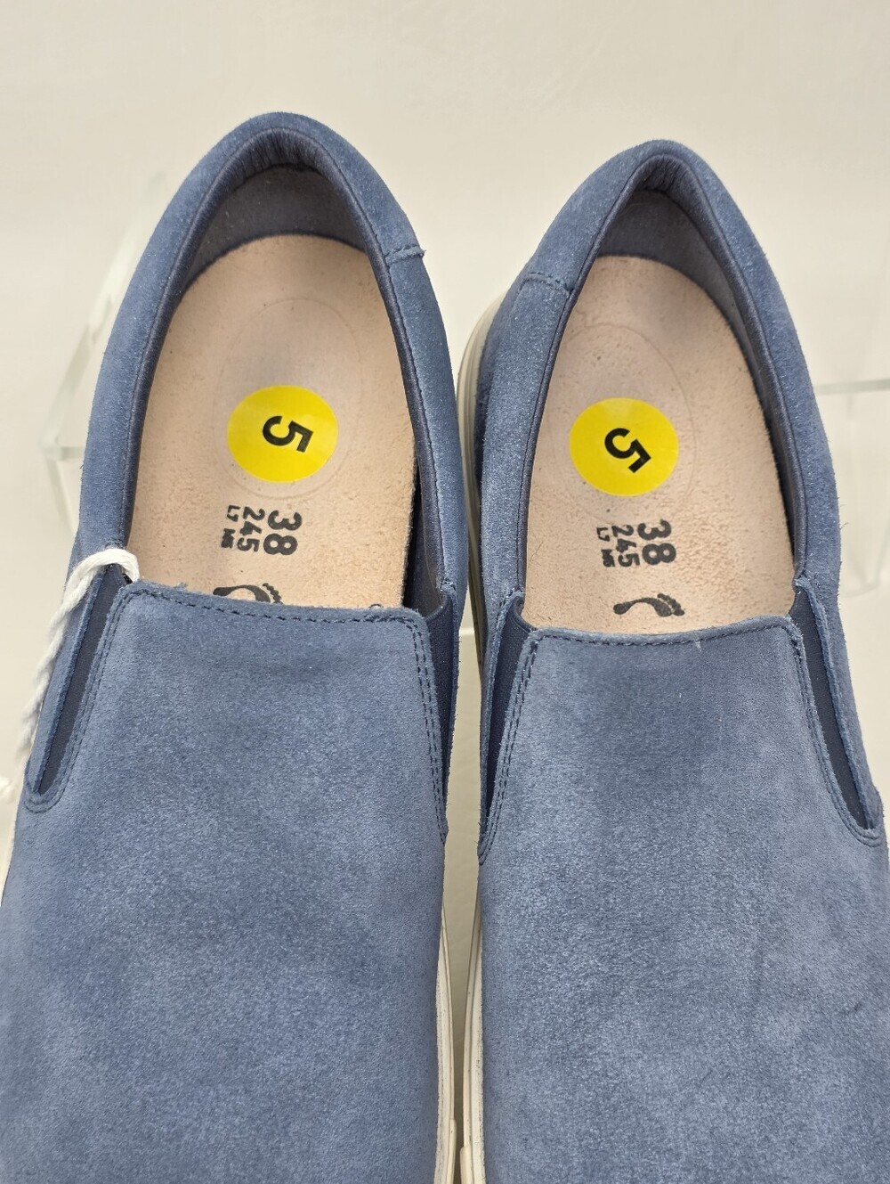 Birkenstock Oswego Slip On Shoes Blue Suede Sneakers Mens 5 / Womens 7 Narrow - Picture 9 of 13